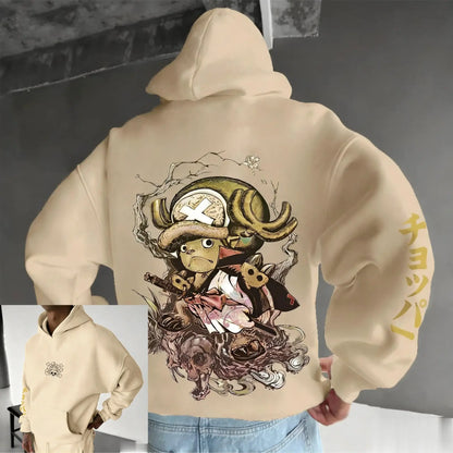 Chopper Graphic Hoodie: One Piece Oversized Anime Sweatshirt