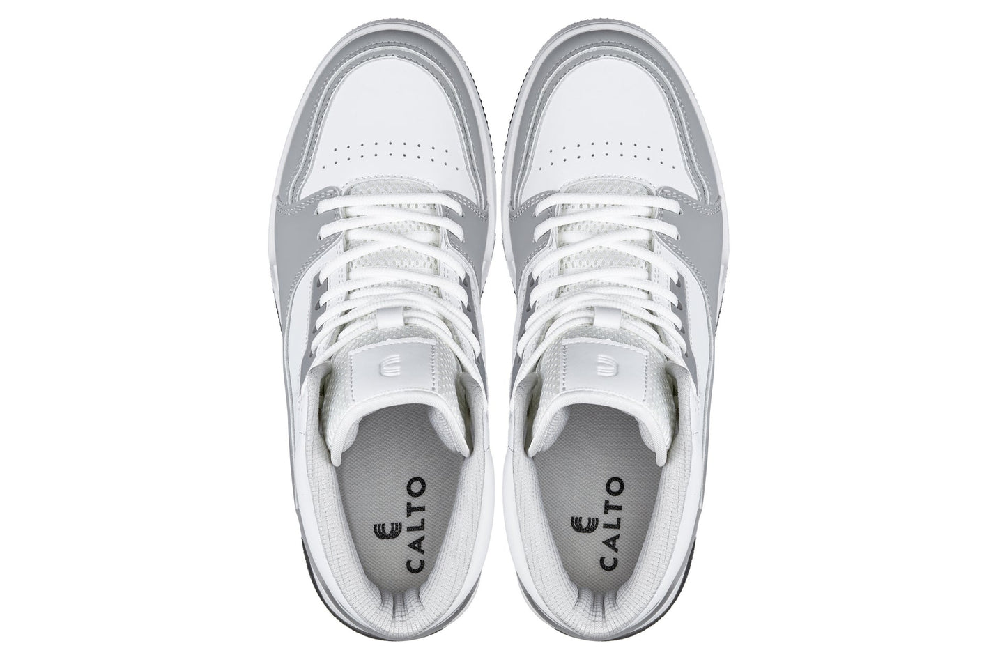 CALTO - S4751 - 3 Inches Taller (White/Grey) - High Top Sneakers