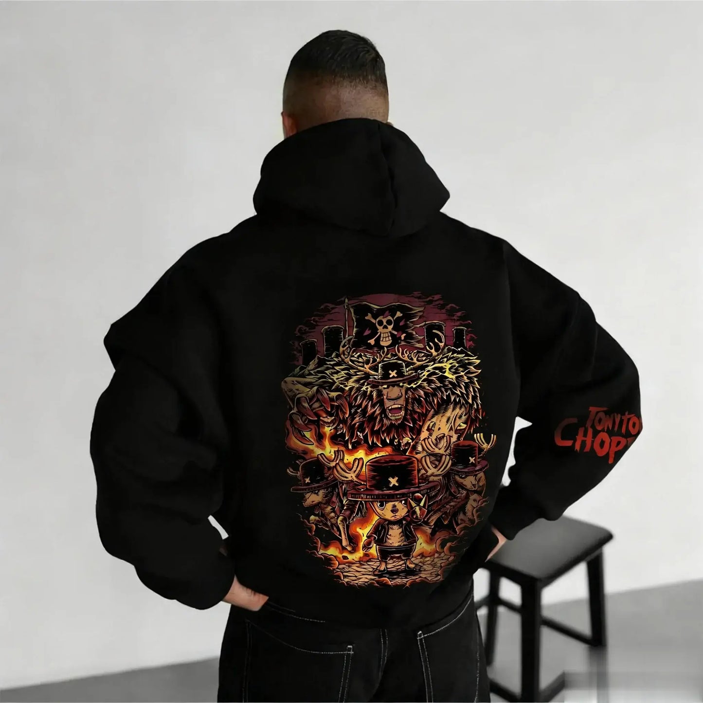 Chopper Graphic Hoodie: One Piece Oversized Anime Sweatshirt