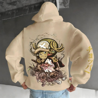 Chopper Graphic Hoodie: One Piece Oversized Anime Sweatshirt