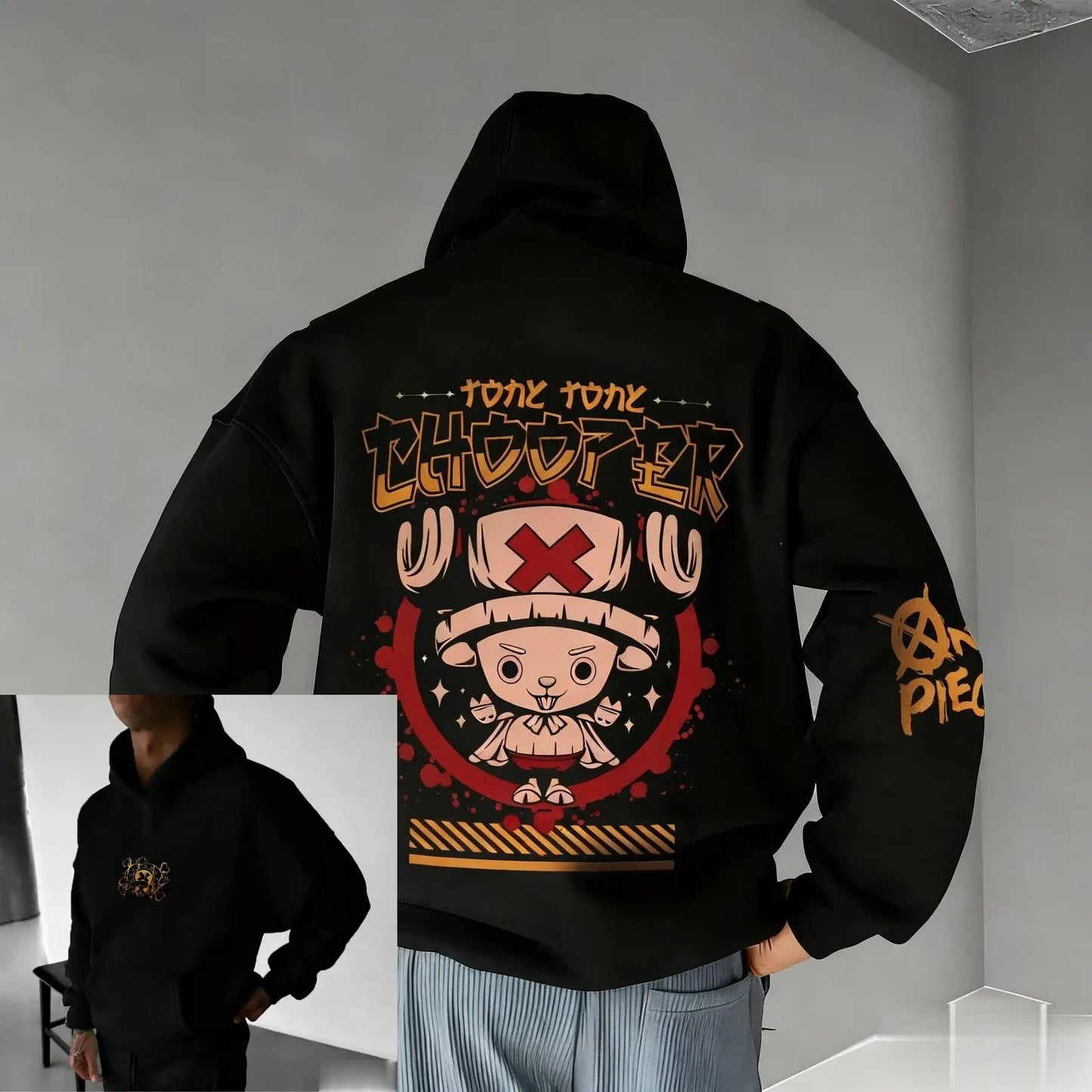 Chopper Graphic Hoodie: One Piece Oversized Anime Sweatshirt