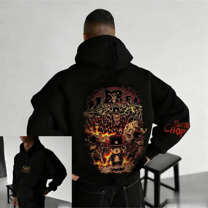 Chopper Graphic Hoodie: One Piece Oversized Anime Sweatshirt