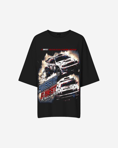 G West WomensRacing Club Double Hit Premium Oversized Tee
